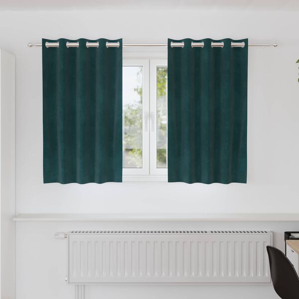 vidaXL Blackout Curtains 2 pcs Dark Green 140 x 140 cm Velvet