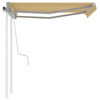 vidaXL Manual Retractable Awning with Posts 3.5x2.5 m Yellow and White