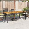 vidaXL Garden Table Black 180x90x75 cm Poly Rattan Acacia Wood