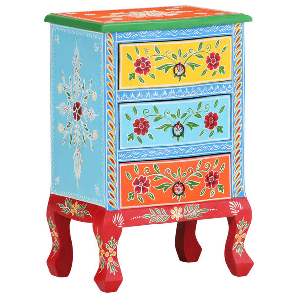vidaXL Hand Painted Bedside Cabinet 40x30x60 cm Solid Mango Wood