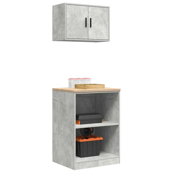 vidaXL Garage Cabinets 2 pcs Concrete Grey Engineered Wood