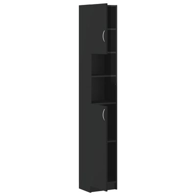 vidaXL Bathroom Cabinet High Gloss Black 32x25.5x190 cm Engineered Wood