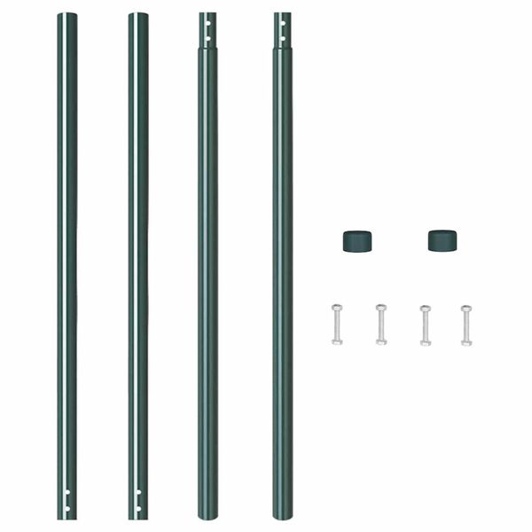 vidaXL Fence Posts 2 pcs Green Powder-coated steel