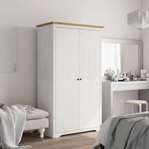 vidaXL Wardrobe "BODO" White and Brown 99x53,5x173 cm Solid Wood Pine