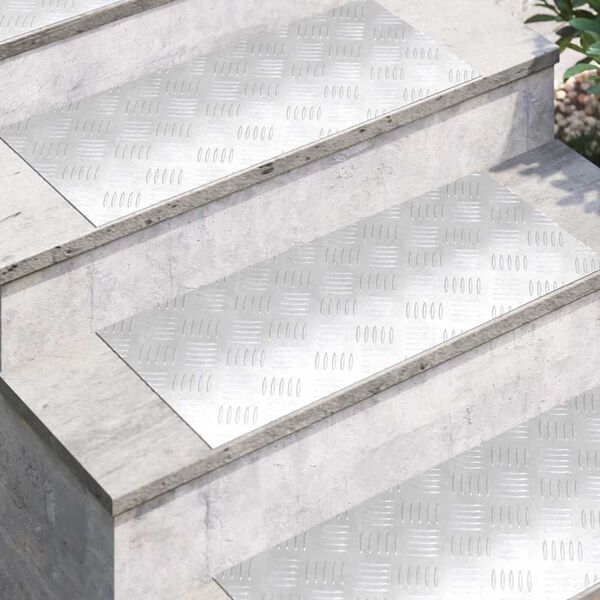 vidaXL Stair Tread Rectangular 2 pcs Silver 70 x 30 cm Aluminium