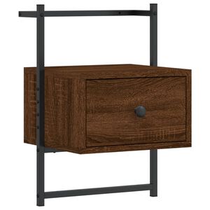 vidaXL Bedside Cabinet Wall-mounted Brown Oak 35x30x51 cm Engineered Wood