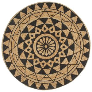 vidaXL Area Rug | Natural and black | Braided jute | 150 cm diameter | Durable