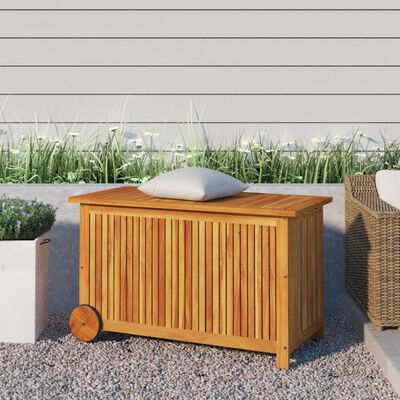 vidaXL Garden Storage Box with Wheels 90x50x58 cm Solid Wood Acacia