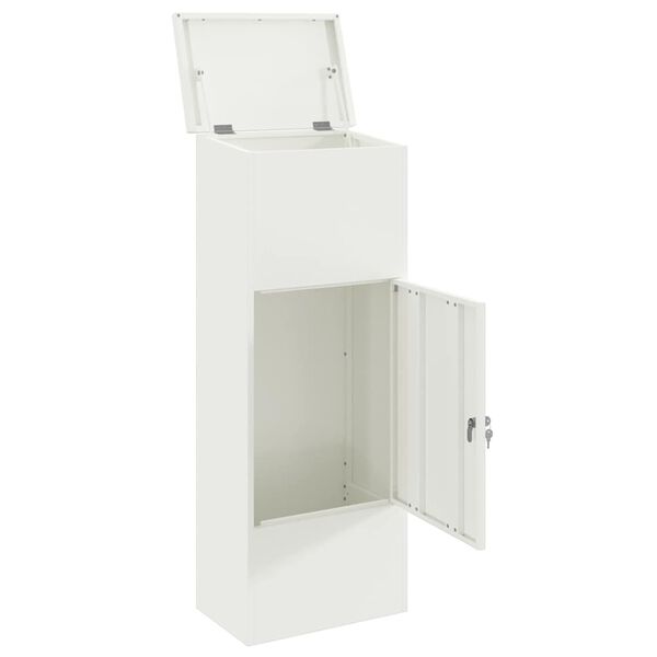 vidaXL Parcel Drop Box White 44.5 x 29 x 110.5 cm Steel