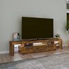 vidaXL TV Cabinet with LED Lights Smoked Oak 200x36.5x40 cm