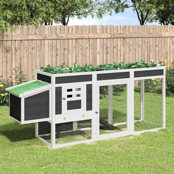 vidaXL Chicken Coop Grey 204x50x84 cm Solid Wood Pine