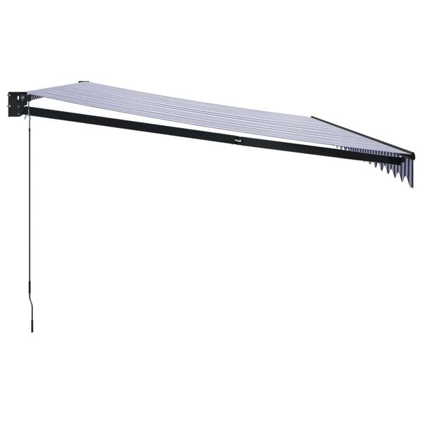 vidaXL Retractable Awning Blue and White 5x3 m Fabric and Aluminium