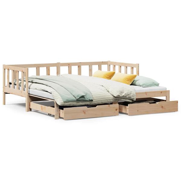vidaXL Daybed with Trundle and Drawers without Mattress 80x200 cm