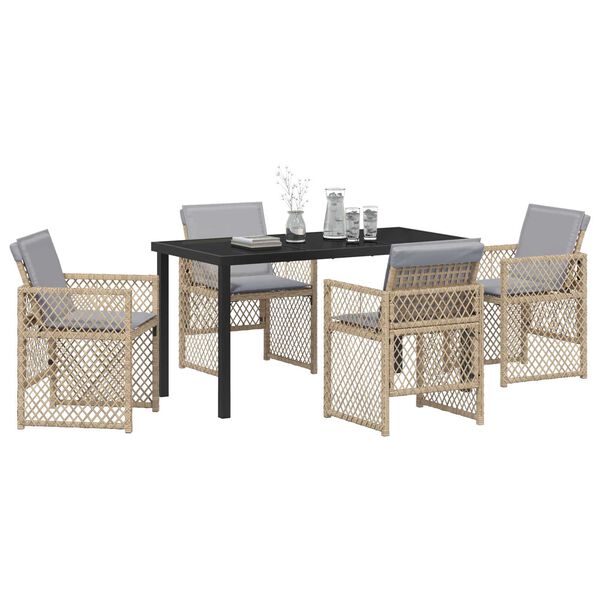 vidaXL Garden Dining Set 5 pcs Beige Poly Rattan
