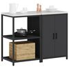 vidaXL Kitchen Storage Set with Shelf 2 pcs Black Cold-rolled Steel
