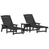 vidaXL Garden Lounge Furniture 3 pcs Black 38 x 38 x 46cm Polyethylene