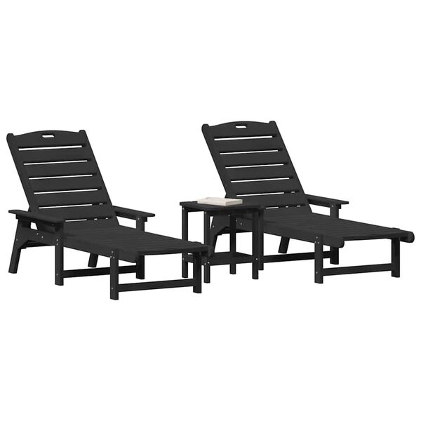vidaXL Garden Lounge Furniture 3 pcs Black 38 x 38 x 46cm Polyethylene