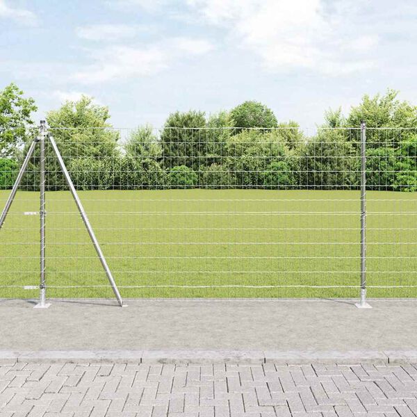 vidaXL Fence with Post Silver 1.2 x 10 m Steel