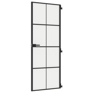 vidaXL Interior Door Slim Black 76x201.5 cm Tempered Glass and Aluminium