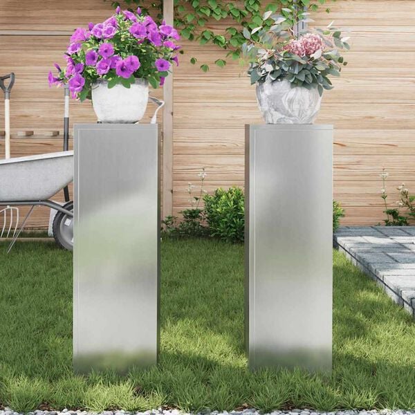 vidaXL Plant Stand 2 pcs Silver 24 x 24 x 75 cm Galvanised steel