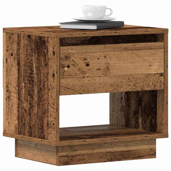 vidaXL Nightstand with Drawer Old wood 45 x 34 x 44 cm Engineered wood