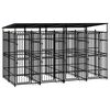 vidaXL Outdoor Dog Kennel with Roof Steel 7.37 m&sup2;