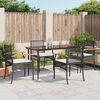 vidaXL 5 Piece Garden Dining Set with Cushions Black Poly Rattan