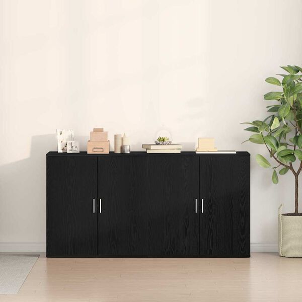 vidaXL Sideboard 2 pcs Black Oak 79 x 38 x 80 cm Engineered Wood