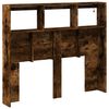 vidaXL Headboard Cabinet with LED Smoked Oak 120x17x102 cm