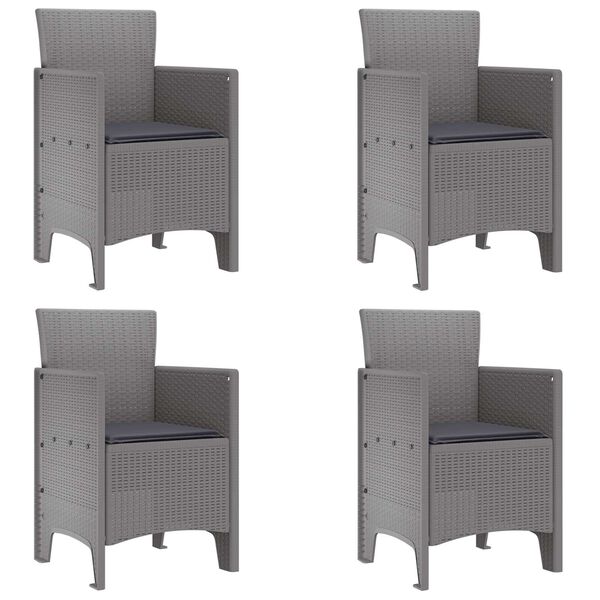 vidaXL Garden Chair 4 pcs Light grey 53 x 49 x 85 cm PP