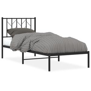 vidaXL Metal Bed Frame without Mattress with Headboard Black 80x200cm