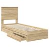 vidaXL Storage Bed with Drawer Sonoma Oak 75 x 190 cm Engineered Wood