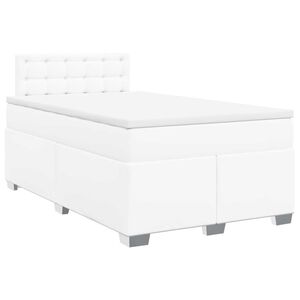 vidaXL Box Spring Bed with Mattress White 120x190 cm Faux Leather