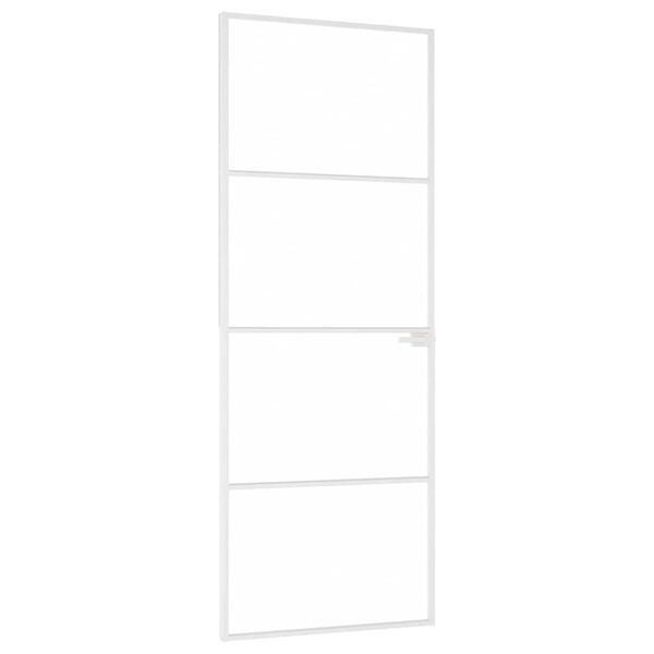 vidaXL Interior Door White 76x201.5 cm Tempered Glass&Aluminium Slim
