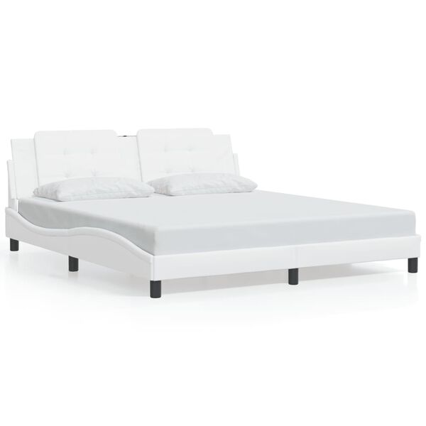 vidaXL Bed Frame without Mattress "Zadar" White 180x200 cm Super King Faux Leather