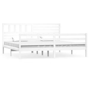 vidaXL Bed Frame without Mattress White 180x200 cm Super King Solid Wood