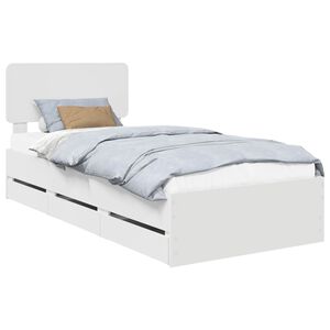vidaXL Bed Frame with Headboard White 75 x 190 cm Engineered Wood