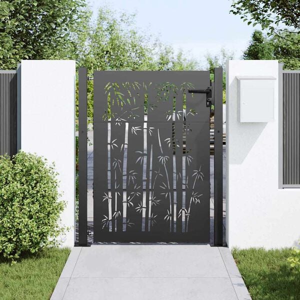 vidaXL Garden Gate 100x150 cm Corten Steel Bamboo Design