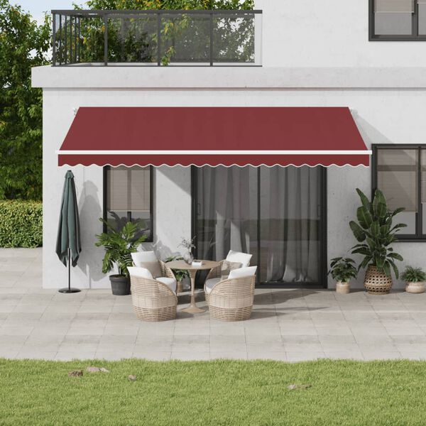 vidaXL Automatic Retractable Awning Burgundy 500x350 cm