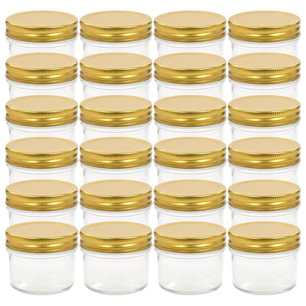 vidaXL Glass Jam Jars with Gold Lids 24 pcs 110 ml