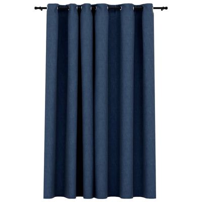 vidaXL Linen-Look Blackout Curtains with Grommets Blue 290x245cm