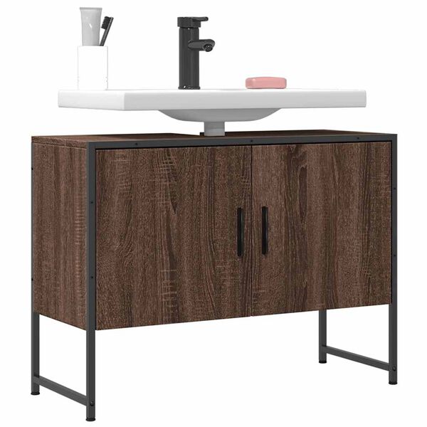 vidaXL Bathroom Sink Cabinet Brown Oak 80x33x60 cm Engineered Wood