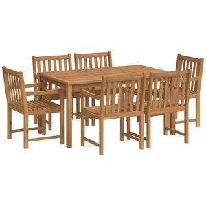 vidaXL Garden Dining Set | Natural Teak | Solid Teak Wood | 7-Piece Set