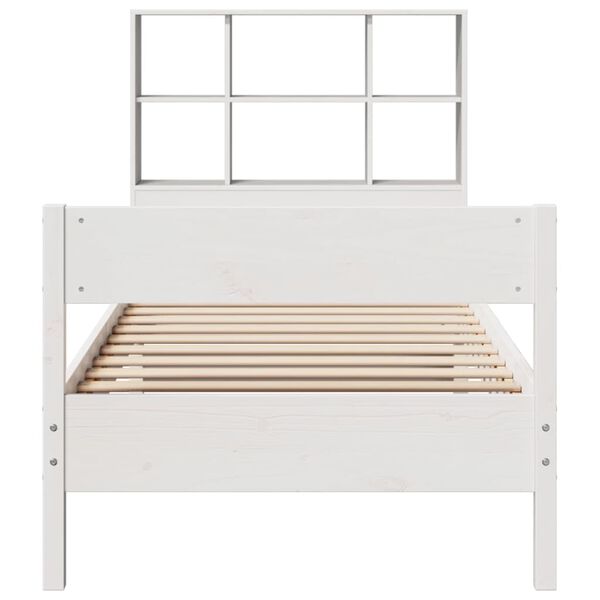 vidaXL Bookcase Bed without Mattress White 90x200cm Solid Wood Pine