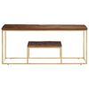vidaXL Coffee Table Gold Stainless Steel and Solid Wood Sleeper