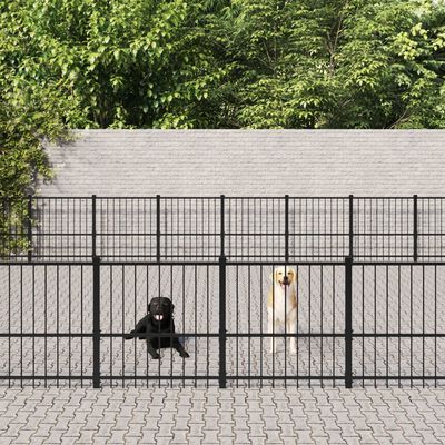 vidaXL Outdoor Dog Kennel Steel 94.09 m²