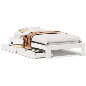 vidaXL Bed Frame without Mattress White 75x190 cm Small Single Solid Wood Pine