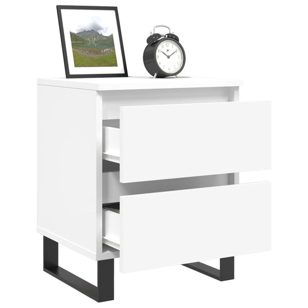 vidaXL Bedside Cabinet White 40x35x50 cm Engineered Wood