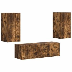 vidaXL TV Wall Cabinet Set 4 pcs Smoked Oak Engineered Wood