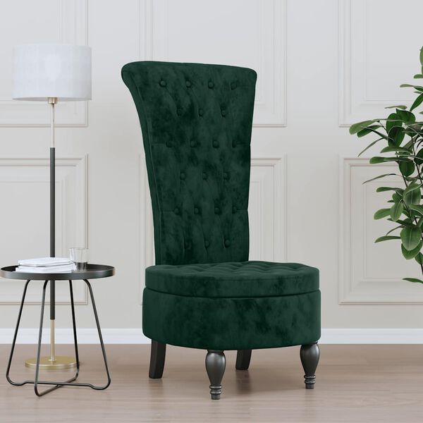 vidaXL High Back Chair Dark Green Velvet Button Design